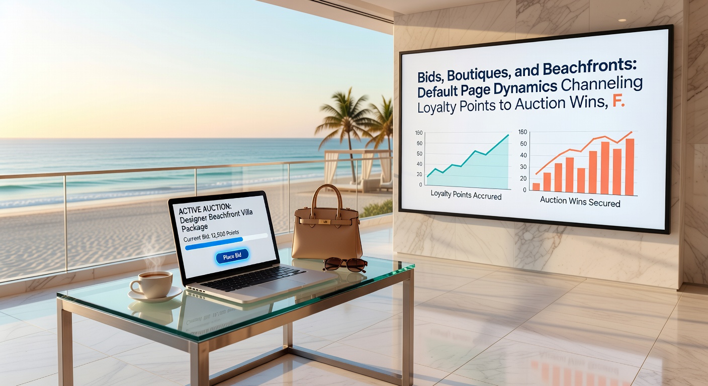 Close-up of a loyalty auction interface on a casino rewards page, showing active bids on luxury watches, fashion accessories, and tropical vacation packages with timers ticking down