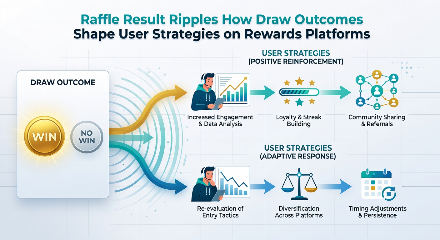 Graph illustrating user entry patterns before and after raffle wins, with spikes in activity post-draw on a sleek rewards platform interface