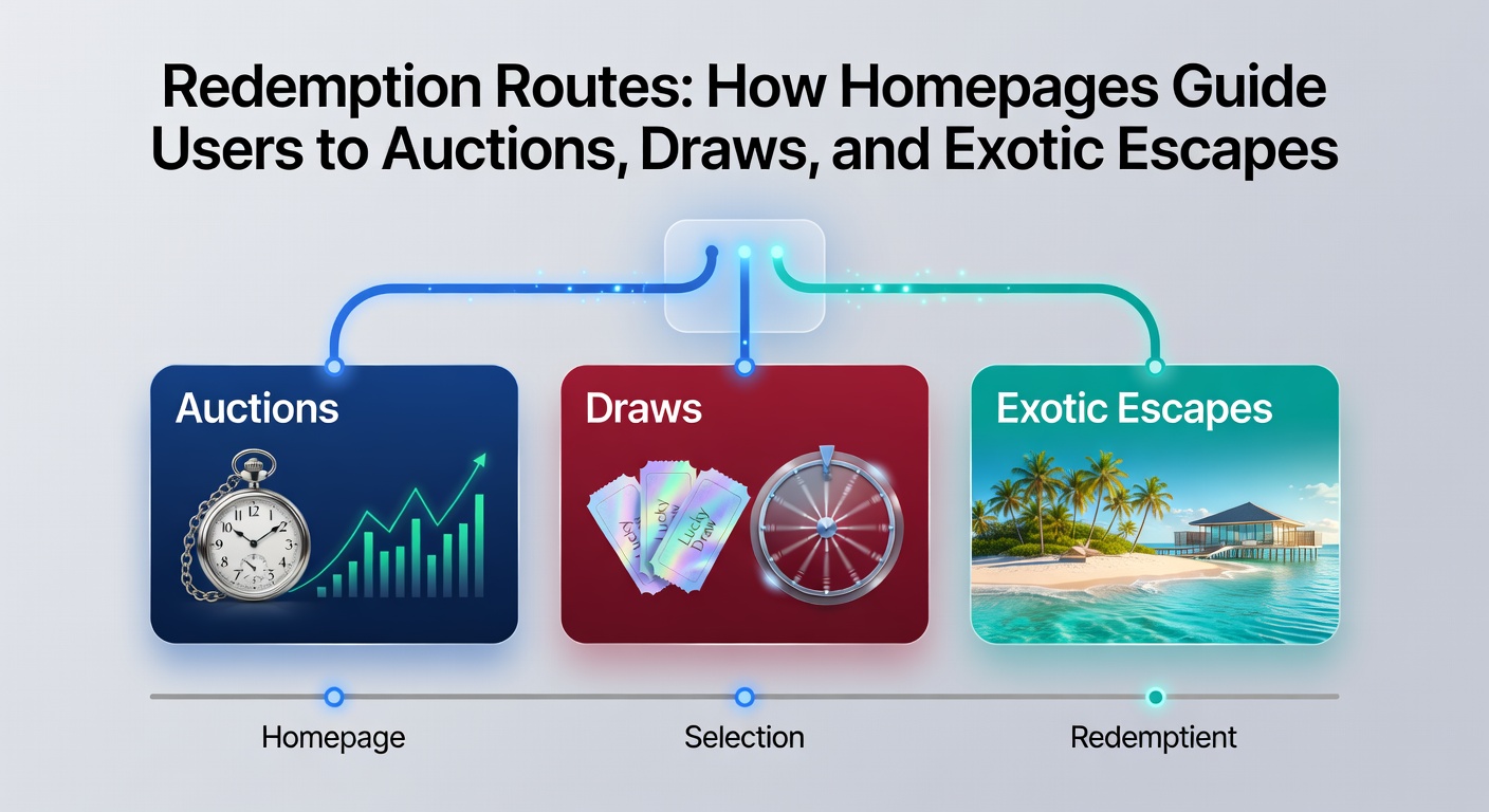 Dynamic auction bidding screen on a rewards platform, showing live bids, timers, and prize images alongside a vacation draw entry form
