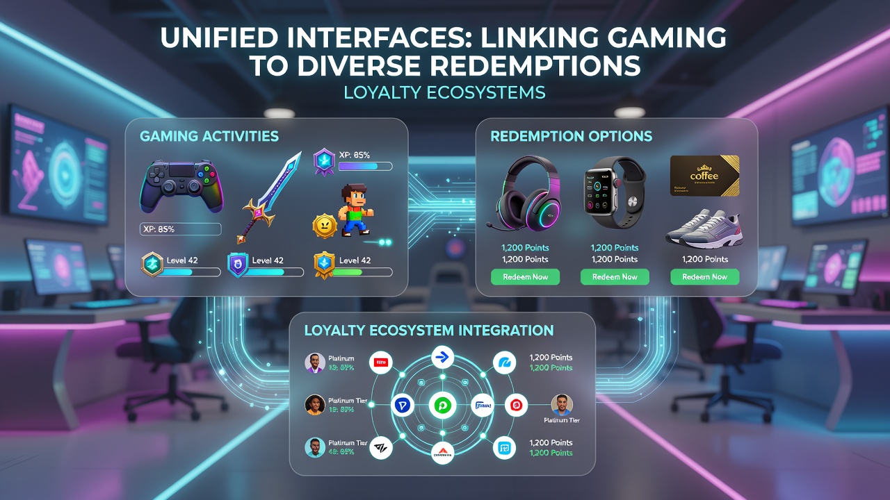 Players interacting with loyalty ecosystem redemption options through a unified mobile interface