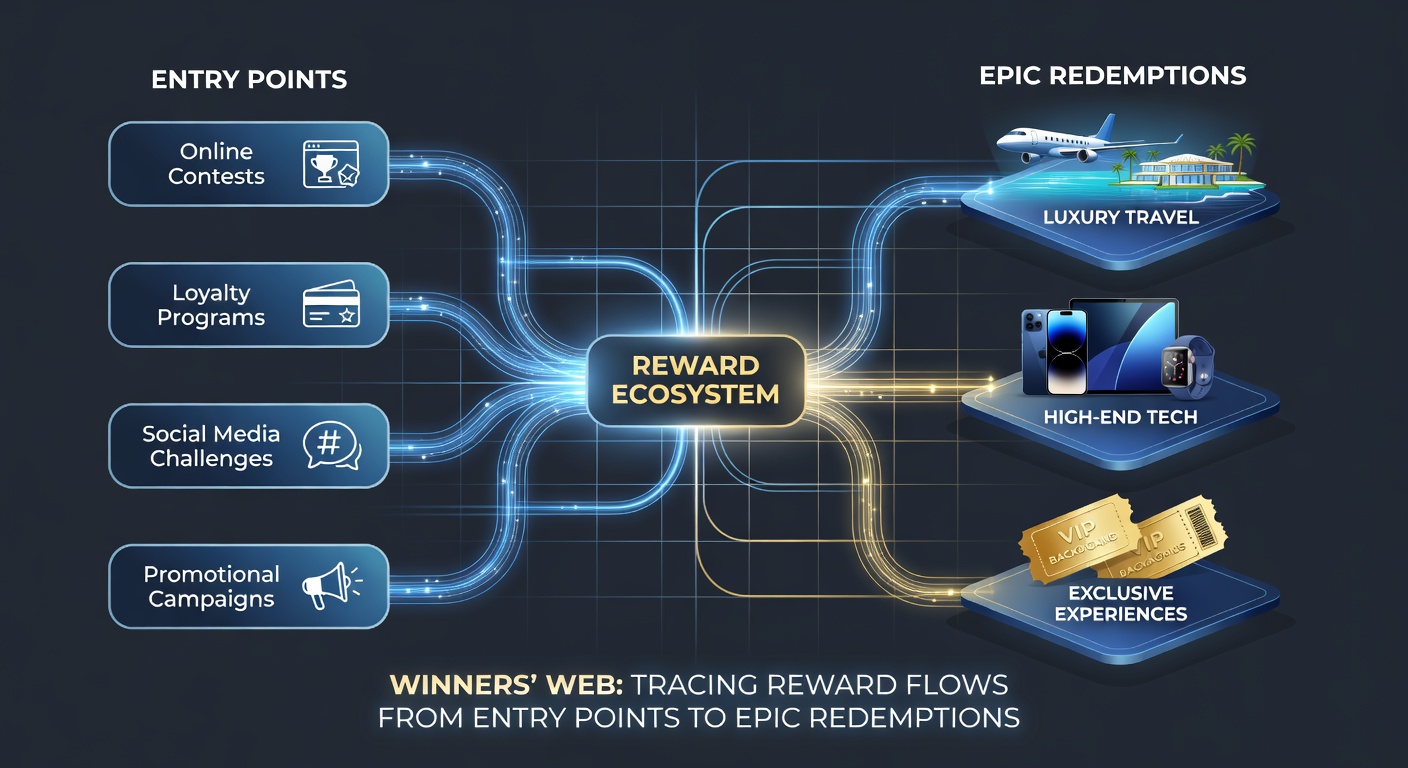 Close-up of a digital dashboard showing real-time reward flows and winner notifications in the Winners' Web interface